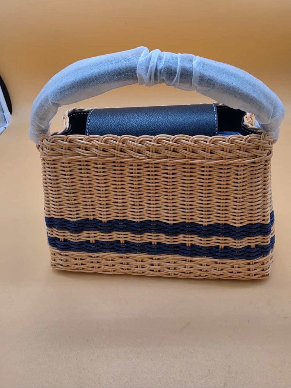 Faith Wicker Handbag - Color Natural/Navy - Picture 5 of 8